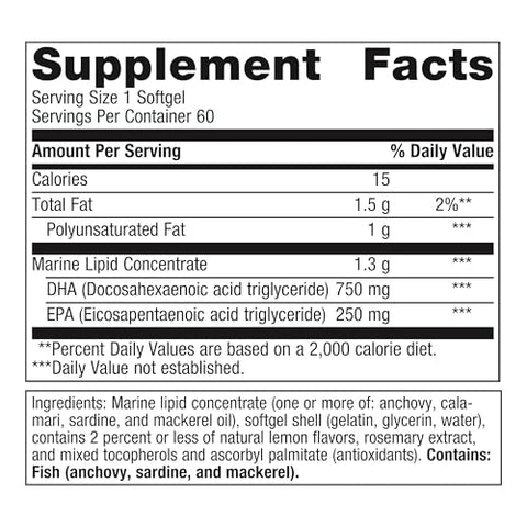 OmegaGenics Neuro 1000-750 mg DHA – 250 mg EPA – Saúde Cerebral – Ômega 3 - Metagenics