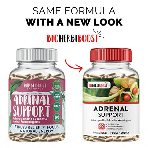 HERBI BOOST NATURALS - Suplemento Adrenal Support [1300mg Não-OGM] Foco Natural Clareza Energia