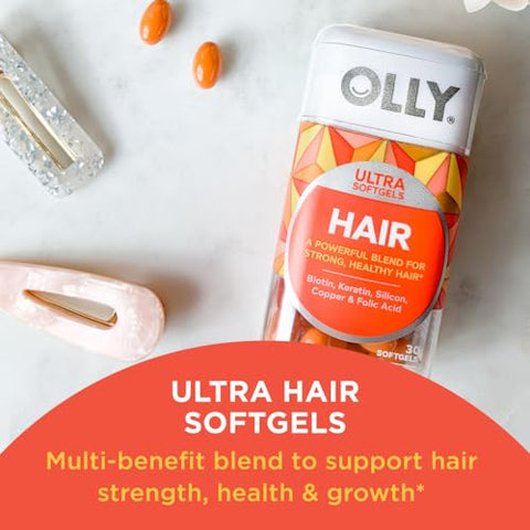 Hair and Energy Vitamin Bundles – Cápsulas Ultra Fortes para Cabelos com Biotina, Queratina, Vitamina D, B12 e Gomas Energéticas Diárias com B12, CoQ10, Goji Berry – 30 e 60 Unidades - OLLY