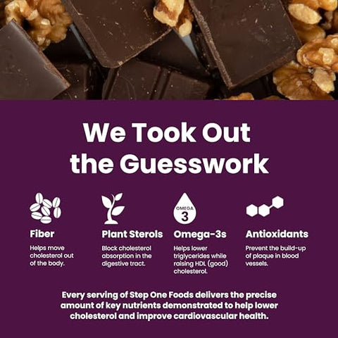Barras de Chocolate Amargo com Nozes, Comprovadamente Clínicas para Reduzir o Colesterol (12 Unidades) - Step One Foods