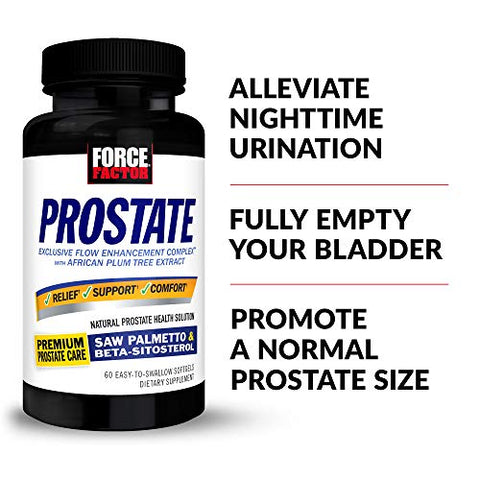 Prostate – Suporte para Saúde da Próstata, Tamanho, Alívio Urinário, Controle da Bexiga, Redução da Micção Noturna - Force Factor
