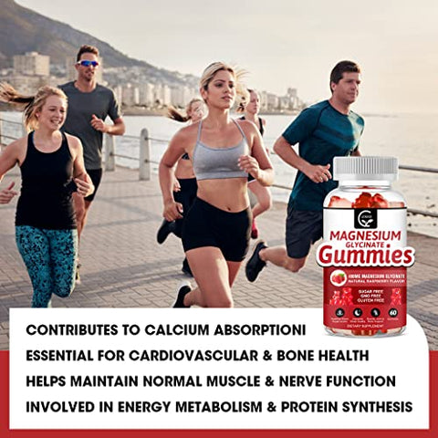 GORNVB - Magnesium Glycinate Gummies 400mg – Suplemento de Magnésio Glicinato em Gomas – Complexo de Magnésio Quelato de Potássio com VitD, B6, CoQ10 – Suporte para Memória, Calma, Humor