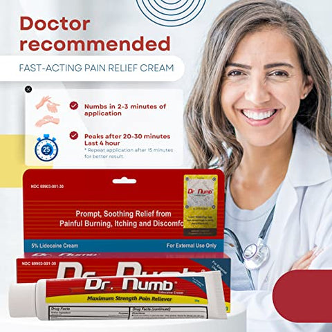 Creme Anestésico 5%% Lidocaína 30g – Máxima Potência para Tatuagem, Piercing – Alívio da Dor – Creme Anestésico Tópico sem Prescrição - Dr. Numb
