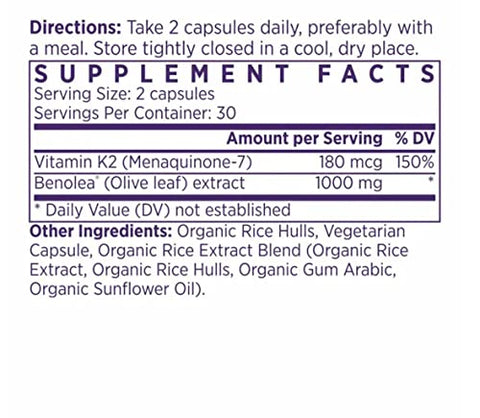 BP Advanced: Suporte para Saúde Cardiovascular e Circulatória, Extrato de Folha de Oliveira 1000mg, Vitamina K2 180mcg (Pequeno, 60 Unidades) - NAOMI