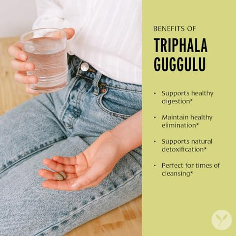 Triphala Guggulu – Suplemento Orgânico de Triphala com Resina de Guggulu – Detox Herbal para Apoiar a Digestão Saudável – 90 Comprimidos – Não-OGM - Banyan Botanicals