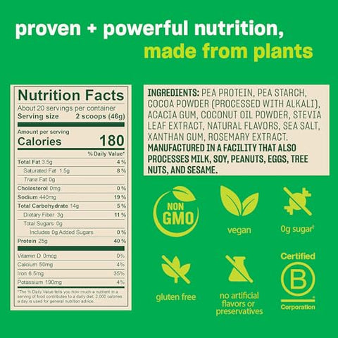 Original Pó de Proteína, Mistura Cremosa de Proteína Vegetal com Sabor de Baunilha para Água, Leite e Smoothies, 32,5 oz (910 g) - Vega