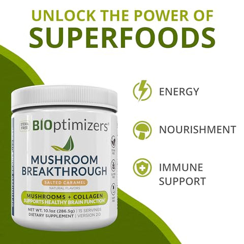 Cogumelo Inovador – Caramelo Salgado – Pó de Cogumelo e Colágeno – 100g - BiOptimizers