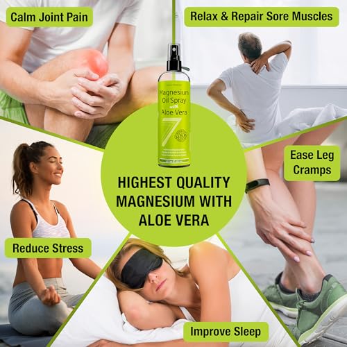 Spray de Magnésio com Aloe Vera – Menos Coceira – Use como Desodorante em Spray de Magnésio – Fabricado nos EUA – Tenha Cabelos Saudáveis - Seven Minerals
