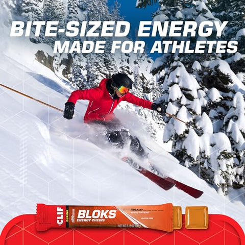 Energy Chews Laranja com 25mg de Cafeína – Sem GMO – Alimento à Base de Plantas – Energia Rápida para Ciclismo e Corrida – Lanche para Treino (2,1g, 18 Unidades) – Sortido - Clif Bloks