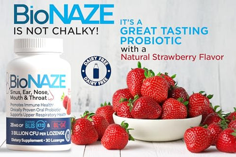 Bionaze - Oral Probiótico K12 para Sinusite, Pedras nas Amígdalas, Mau Hálito, Gotejamento Pós-nasal, Garganta, Boca, Dentes – Marca Probiótico Oral K12
