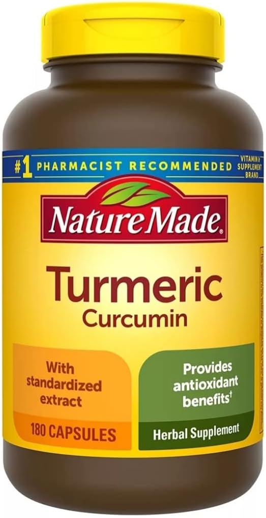Cúrcuma Curcumina 500mg Cápsulas (Antioxidante) Tamanho Econômico 180 un - Nature Made