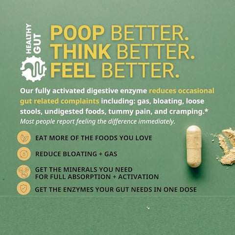 Healthy Gut,LLC - HoloZyme Enzimas Digestivas para um Intestino Saudável | Desfrute Novamente de seus Alimentos Favoritos | com Protease, Amilase, Lipase, Lactase e Mais | 15 Porções