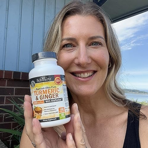 BioSchwartz - Turmeric Curcumin e Gengibre 2000mg com BioPerine para Máxima Absorção, 95%% Curcuminoides Padronizados Natural Suplemento de Cúrcuma para Articulações