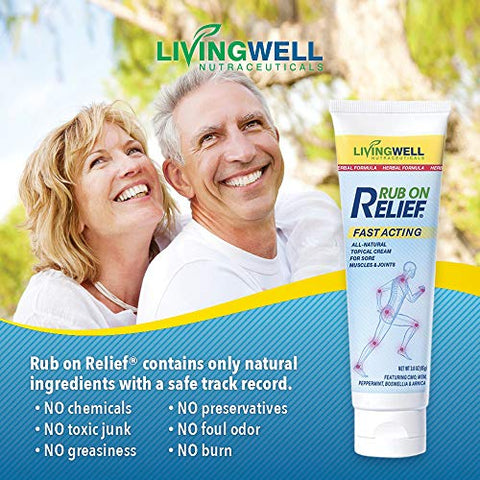 RUB ON RELIEF - Creme Natural e Rápido para Dores Musculares, Pescoço, Costas, Articulações, Joelhos e Ombros