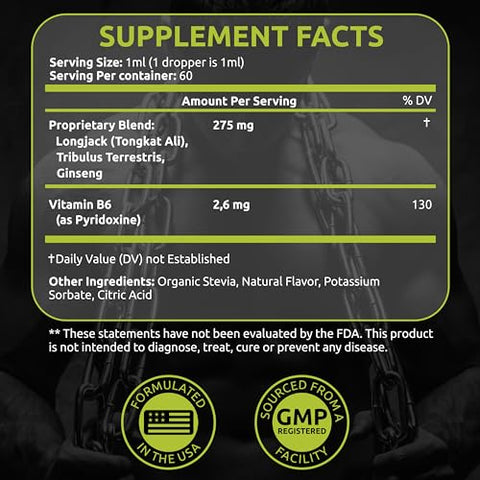 Ultra6 Nutrition - Testosterone Booster para Homens – Suplementos de Saúde para Homens e Mulheres – Suplemento com Tongkat Ali Tribulus Terrestris para Aumento Masculino – Suporta Recuperação Muscular – Marca em Destaque