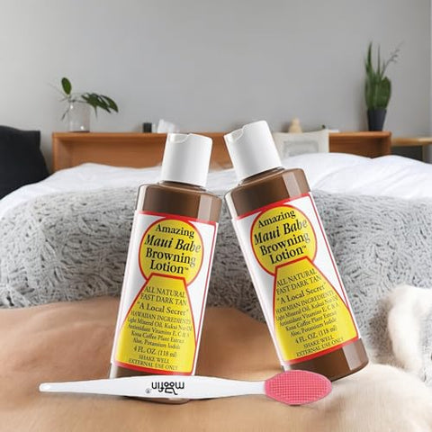 moofin - Browning Lotion 4 Oz – Kit Creme Bronzeador + Pincel Limpeza Nariz – Glow Bronzeado – Loção Bronzeadora – Coco Hidratante