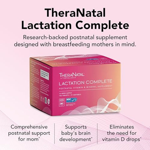TheraNatal Lactation – Suplemento Vitamínico Pós-Natal Completo – 13 Semanas de Fornecimento – Amamentação – Certificado NSF – 182 Comprimidos - Theralogix