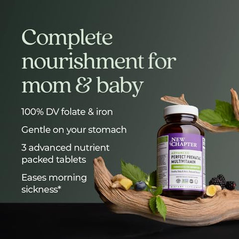Advanced Perfect Prenatal Vitamins 270ct | Orgânicos e Não-OGM | Ingredientes para Bebê Saudável - New Chapter