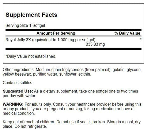 Geléia Real Equivalente a 1000 Miligramas 100 Cápsulas - Swanson