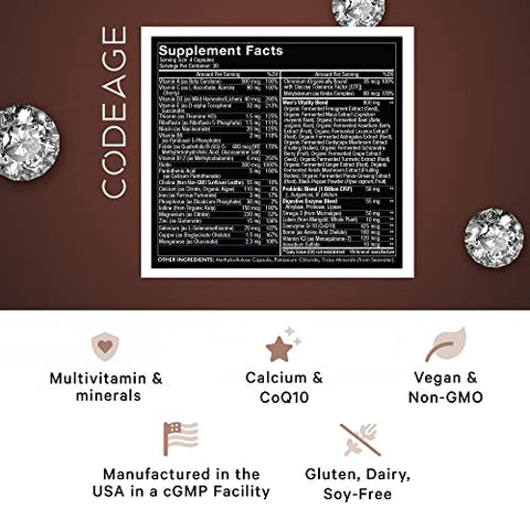 Multivitamínico Diário para Homens, 25 Vitaminas – Marca Líder em Suplementos - Codeage