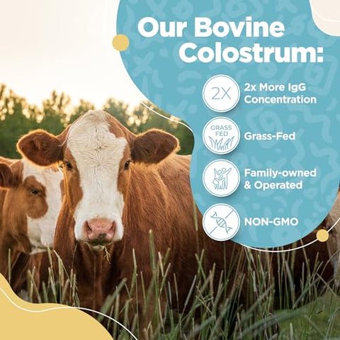 InstaSkincare - Pó de Colostro Bovino – Puro Colostro Bovino para Humanos – Suplemento de Colostro Alimentado com Grama para Suporte Intestinal, Saúde Imunológica e Crescimento Capilar – Fabricado nos EUA 90g