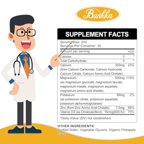Bunkka - Suplemento de Potássio e Magnésio, 99mg de Potássio com Magnésio, Cálcio, Vitamina D3, Zinco, Sem Açúcar – Marca em Destaque