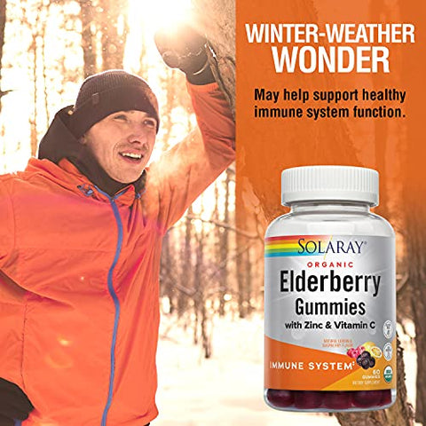 SOLARAY - Solaray Gomas Orgânicas de Sabugueiro com Zinco – Fortaleça sua imunidade com deliciosas gomas ricas em antioxidantes e vitaminas – 60 g