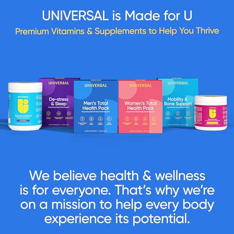Universal U - Pacote de Saúde Total para Homens – Suplemento Diário Multivitamínico, Energia, Suporte ao Estresse, Óleo de Krill, 22 Vitaminas Essenciais