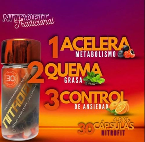 NITROFIT - 100%% Natural – Auxiliar de perda de peso de alto desempenho – Supressor de apetite – Marca: Primeiro antes do texto