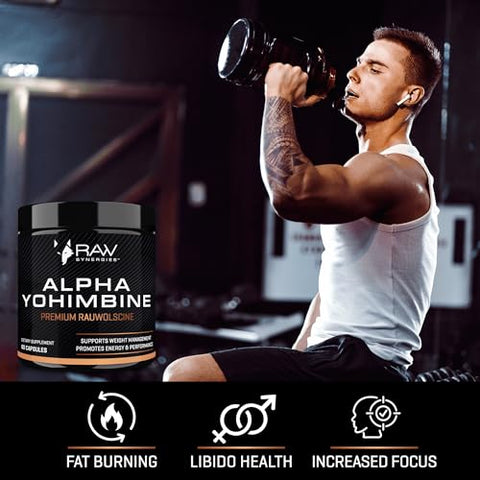 Team Six Supplements - Alpha Yohimbine – Queimador de Gordura de Casca de Yohimbe, Cápsulas para Perda de Peso Rápida – Testado por Terceiros para Pureza e Potência, 60 cápsulas por RAW Synergies