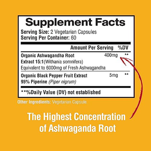 Happi Mi Nutrition - Extrato de Raiz de Ashwagandha 6000mg por Porção, com Pimenta Preta para Melhor Absorção, Energia, Função Cognitiva, Suporte Imunológico