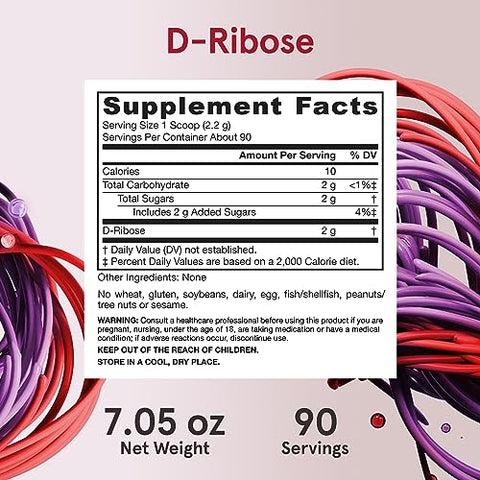 D-Ribose 2g: Suporte para Fitness, Recuperação Muscular e Resistência, 200g - Jarrow Formulas