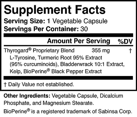 Thyrogard - Suplemento Natural de Suporte à Tireoide – Vegano, Livre de Transgênicos e Glúten