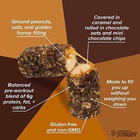 Barra de Mel de Aveia Honey Stinger | Chocolate com Gotas de Chocolate | Alimento Energético para Preparar-se para o Exercício, Resistência e Desempenho | Lanche Nutricional Esportivo | Pré-Treino, Energia Duradoura | 100% Natural | Embalagem de 40g