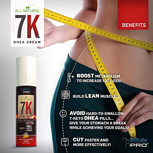7-Keto Dhea – Queimador de Gordura Natural – Creme 7K Dhea – Eficaz para Perda de Peso – Dhea de Máxima Potência para Homens e Mulheres – Suporte para Ganho de Massa Muscular e Perda de Gordura - BIOLABS PRO