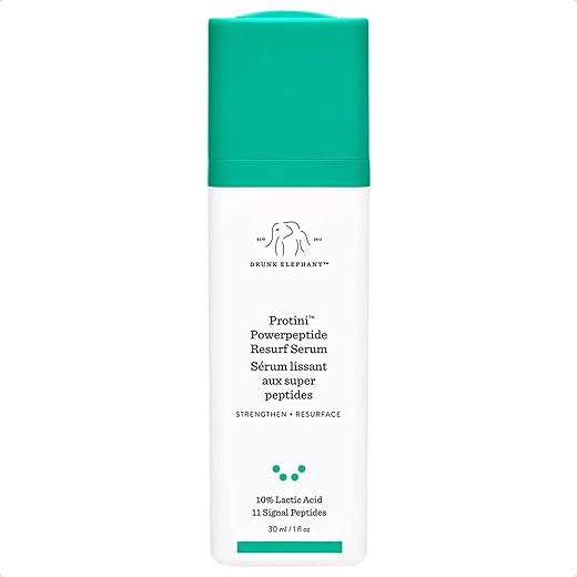 Protini Powerpeptide Resurf Serum – Serum Facial com 10% de Ácido Lático e 11 Peptídeos Sinalizadores (30 mL / 1 Fl Oz) - Drunk Elephant