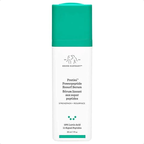 Protini Powerpeptide Resurf Serum – Serum Facial com 10% de Ácido Lático e 11 Peptídeos Sinalizadores (30 mL / 1 Fl Oz) - Drunk Elephant