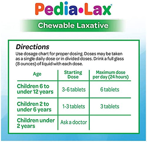 Tabletes Mastigáveis Laxantes para Crianças de 2 a 11 Anos, Sabor Melancia, 30 Unidades, Pacote com 3 – Marca Pedia-Lax - Pedia-Lax