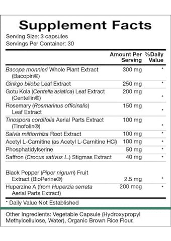 Vibrant Mind – Suplemento Cerebral Nootrópico para Memória e Concentração – Com Bacopa, Ginkgo Biloba, Centellin – 60 cápsulas - Natura Health Products