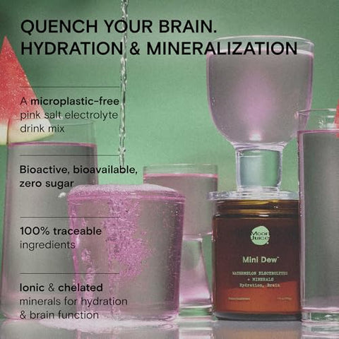 Pó de Eletrólitos Mini Dew – Melancia, 30 Porções – 2 em 1 Eletrólitos - Moon Juice