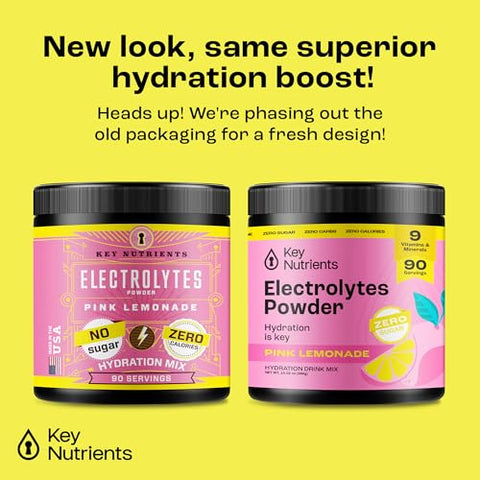 Pó de Eletrólitos Multivitamínico Sem Açúcar – Limonada Rosa Fresca – Resistência – 500g - KEY NUTRIENTS