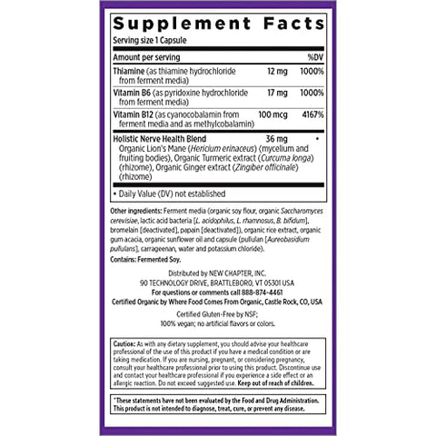 New Chapter - Novo Capítulo Suplemento para Saúde dos Nervos 3 em 1—Vitamina B1 Gera Energia para os Nervos, Vitamina B6 Melhora a Comunicação Nervosa, Vitamina B12 Fortalece