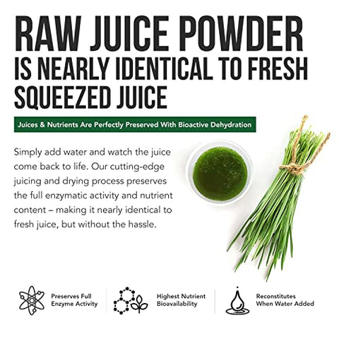 Triquetra Health - Suco de Grama de Trigo Orgânico em Pó – Orgânico, Cultivado em Solo Vulcânico de Utah – Forma Bioativa Crua, Secado a Frio com CO2, Extrato de Suco Concentrado 20:1 – Sem Sabor (150g)