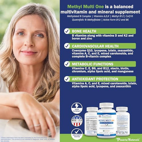 Methyl Multi One – Multivitamina Metilada com Metilfolato | 60 Cápsulas | Energia e Saúde | Vitaminas Metiladas | Alta Absorção - Power By Naturals