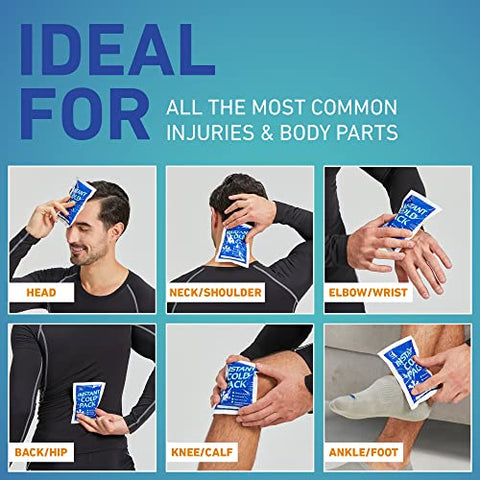 AllSett Health - 50 Pacotes de Gelo Instantâneo (6″ x 4.5″) – Pacotes Descartáveis de Gelo Instantâneo para Lesões | Compressa de Gelo Fria para Alívio da Dor, Inchaço, Primeiros Socorros, Dor de Dente, Atletas