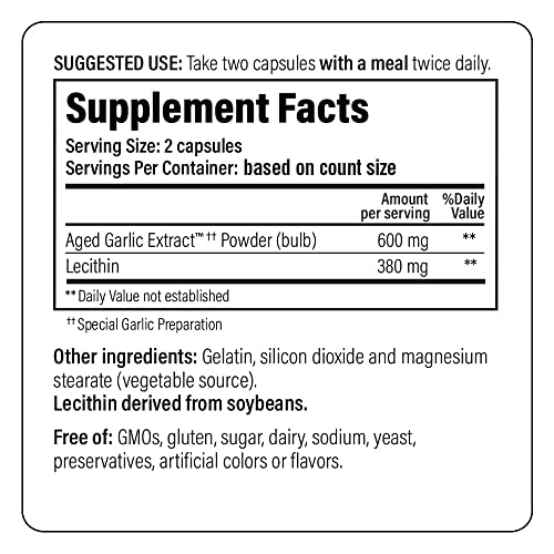 Aged Garlic Extract Fórmula 104 Saúde do Colesterol, 300 Cápsulas (Embalagem Pode Variar) - Kyolic