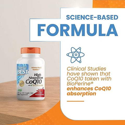 Doctor's BEST - Doctor’s Best CoQ10 com BioPerine, Saúde do Coração – Alta Absorção | 60 cápsulas | 100mg | Antioxidante | Energia | Saúde Cardiovascular