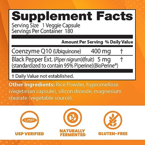 Doctor's BEST - Doctor’s Best CoQ10 com BioPerine, Saúde do Coração – Alta Absorção | 60 cápsulas | 100mg | Antioxidante | Energia | Saúde Cardiovascular