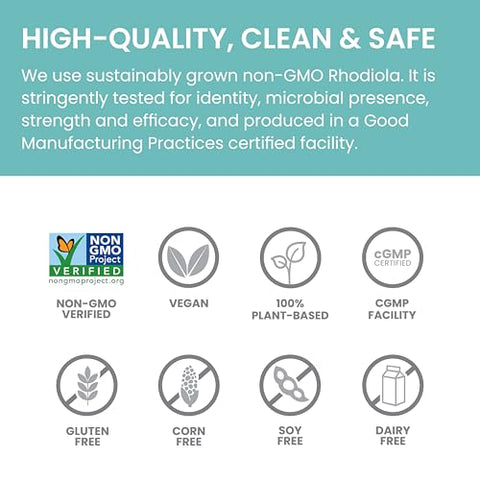 Rhodiola: Energia, Redução do Estresse e Resistência ao Exercício – 250 mg, 60 Cápsulas Veganas, 1 Mês de Suprimento - Himalaya